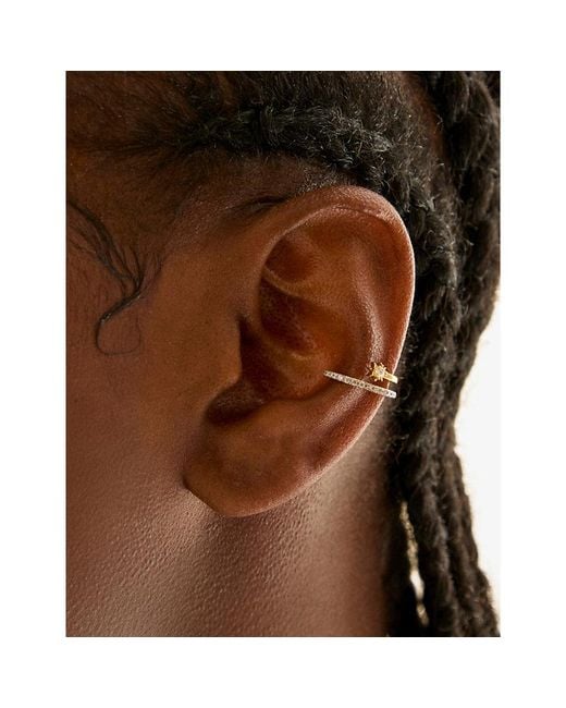 Astrid & Miyu Metallic Cosmic Illusion 18Ct- Plated Sterling- And Cubic Zirconia Ear Cuff