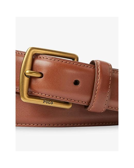 Polo Ralph Lauren Brown Logo Buckle Leather Belt for men