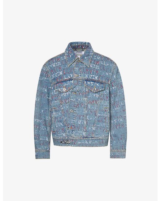 Lanvin Blue Cross Brand-print Regular-fit Denim Jacket for men