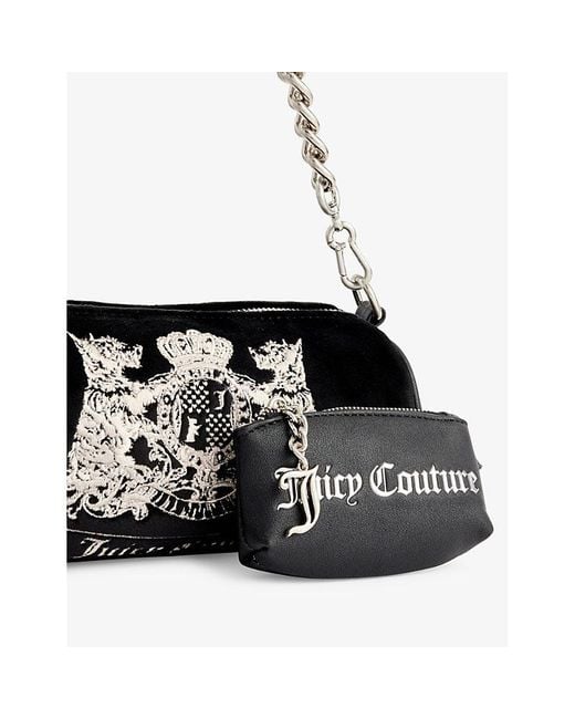 Juicy Couture Brand-embroidered Detachable-strap Velour Cross-body