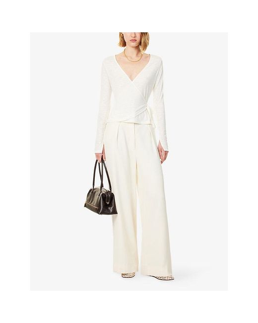 4th & Reckless White Mayla Wrap Long-Sleeve Woven Top