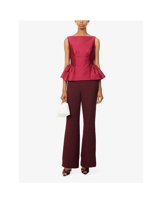 Roland Mouret Red Wide-Leg Wool And Silk-Blend Trousers