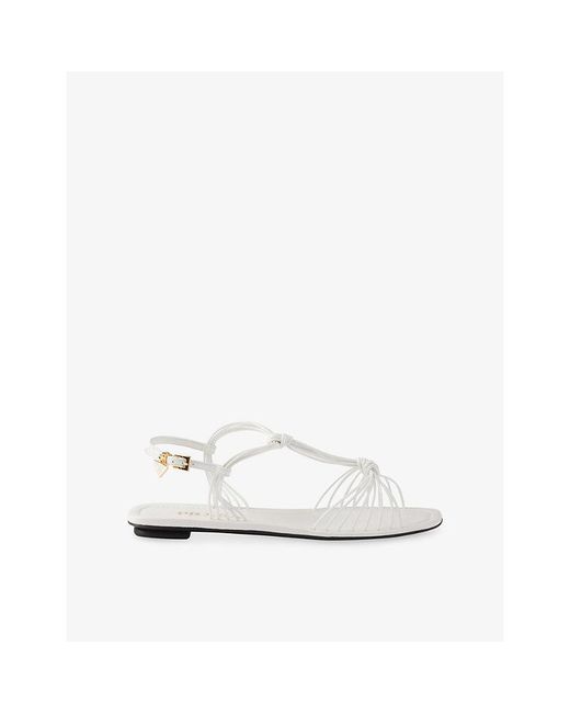 Prada White Patent Leather Sandals