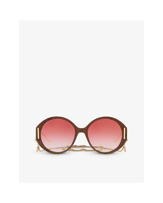 Gucci Pink GG1202S Round-frame Acetate Sunglasses