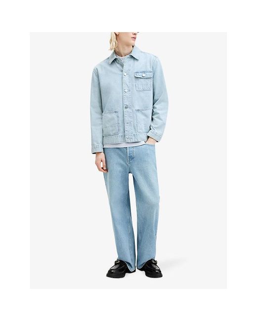 AllSaints Blue Eavis Patch-pocket Long-sleeve Denim Jacket X for men