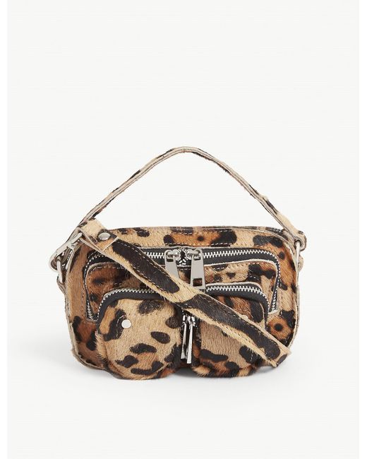 Nunoo Brown Helena Leopard Print Leather Mini Shoulder Bag