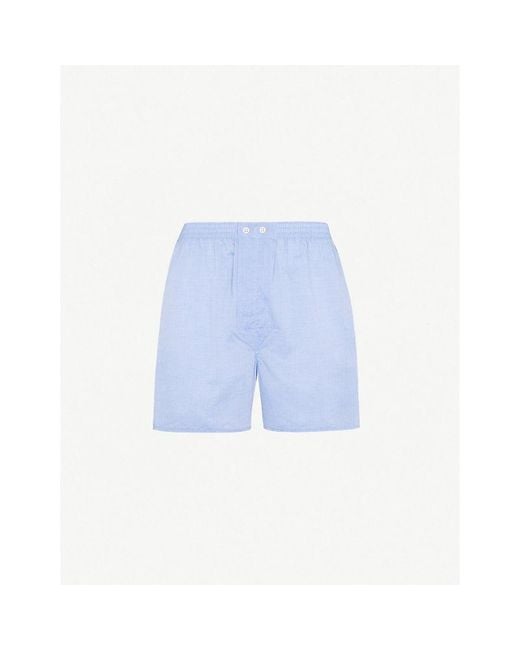 Derek Rose Blue Amalfi Batiste Relaxed-Fit Cotton Woven Boxer Shorts for men