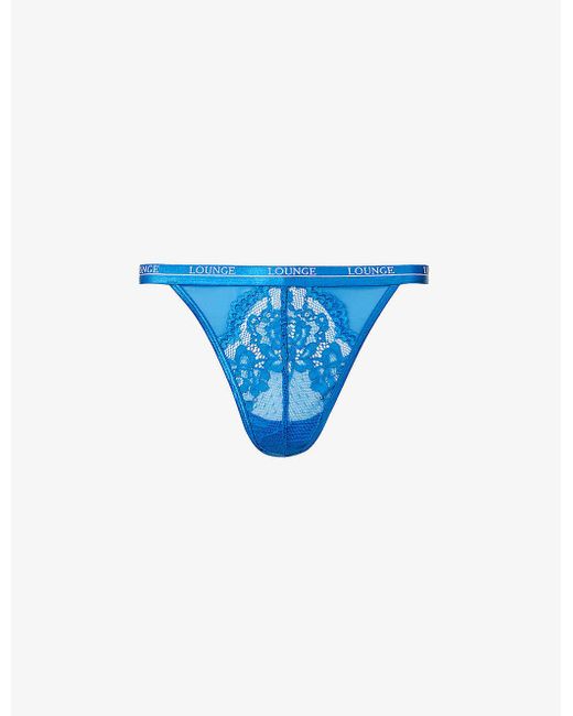Lounge Underwear Blue Blossom High-rise Stretch-lace Thong