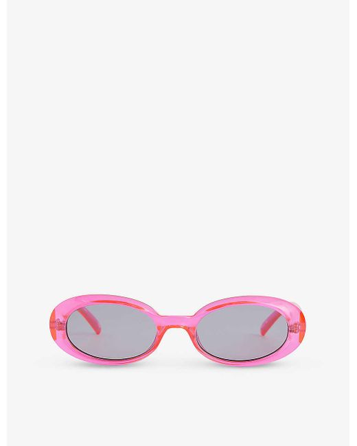 Le Specs Pink Work It Oval-frame Polyethylene Sunglasses