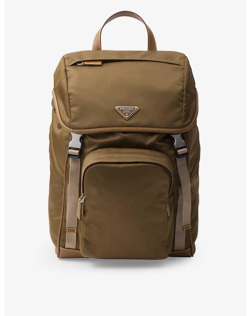 Prada Green Re-nylon Recycled-nylon And Leather Backpack for men