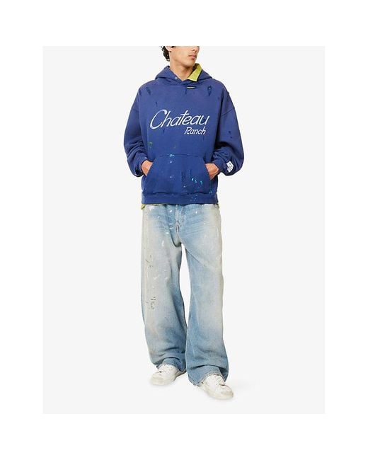 GALLERY DEPT. Blue Chateau Ranch Distressed Cotton-Jersey Hoodie for men