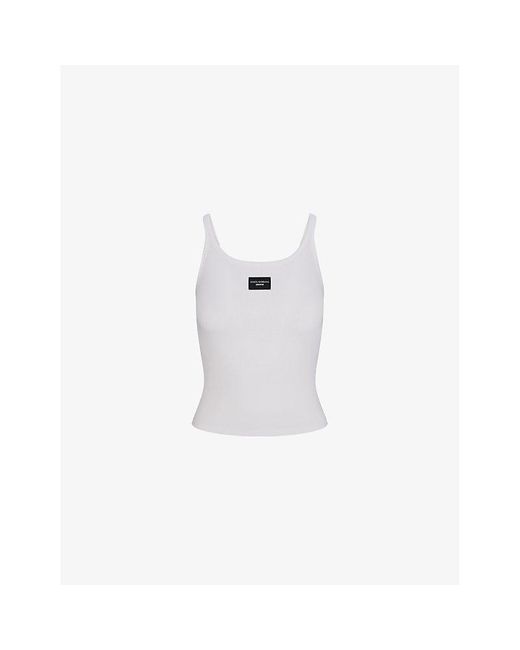 DOLCE&GABBANA ×SKIMS ホワイトタンクトップXS Skims Dolce & Gabbana X Logo-Patch Cropped Stretch-Cotton Top in