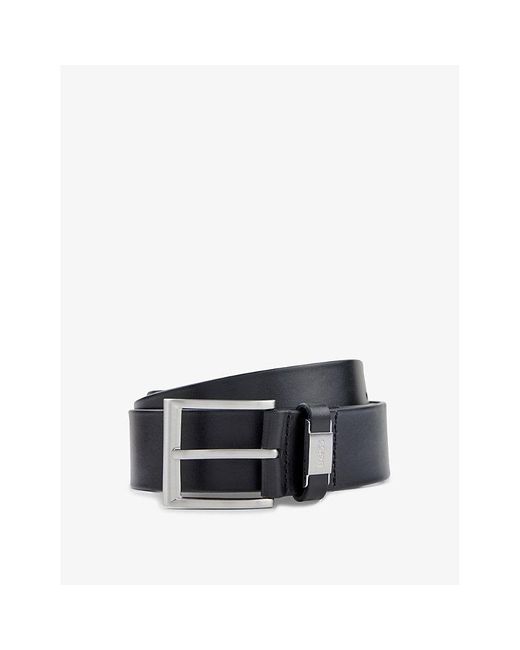Boss Black Business Logo-Emed Buckle Leather Belt for men