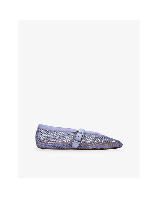 Alaïa Blue Ballerina Mesh And Suede Ballet Flats