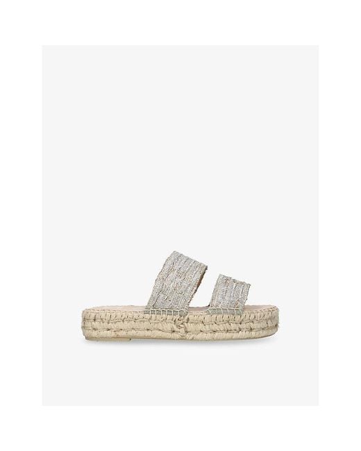 Manebí White Double-Strap Cotton Platform Sandals