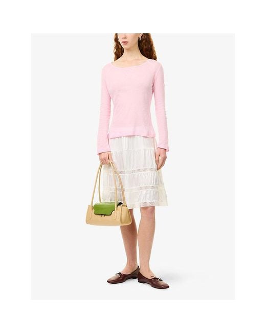 GIMAGUAS White Cielo Lace-Trim Satin Mini Skirt