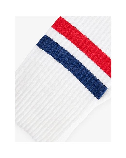 Falke White Dynamic Stripe-Trim Stretch-Cotton Socks for men