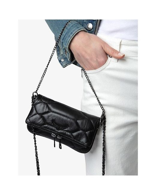 Zadig & Voltaire Black Rock Nano Quilted Leather Clutch Bag