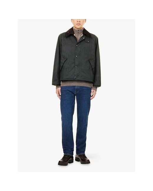 Barbour Black Modified Transport Check-Lined Waxed-Cotton Jacket for men