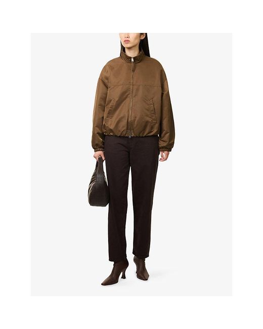 Citizens of Humanity Brown Barracuta Bubble Nylon Bomber Jacket