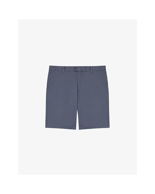 Reiss Blue Wicket Stretch-Cotton Chino Shorts for men