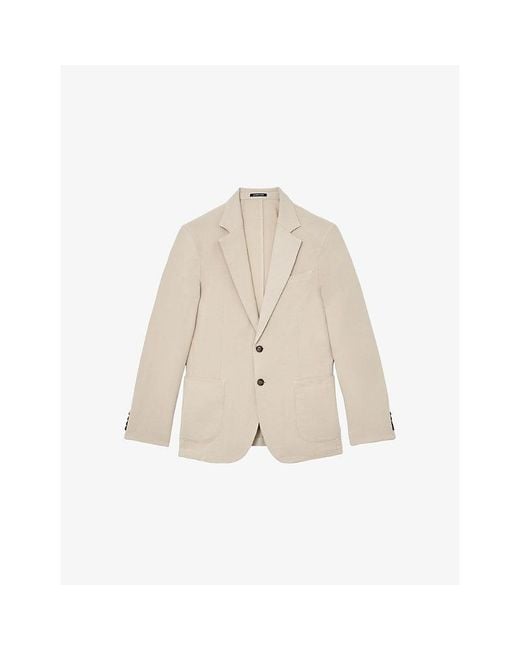 Reiss Natural Jason Single-Breasted Stretch Cotton-Blend Blazer for men