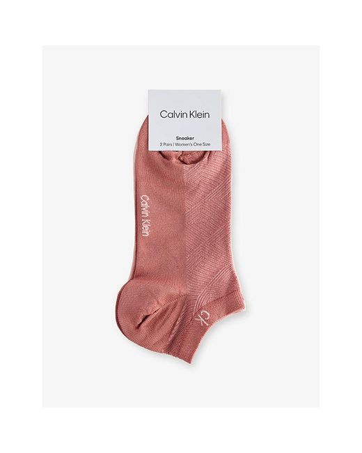 Calvin Klein Red Pack Of Two Stretch-Mesh Ankle Socks