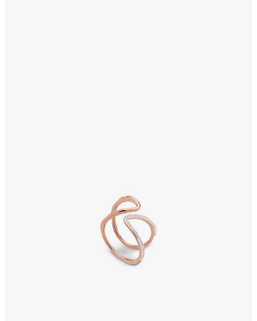 Monica Vinader Metallic Riva 0.4ct Diamond And 18ct Rose Gold-plated Vermeil Sterling Silver Open Ring