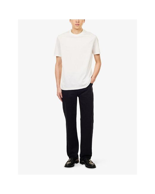 Emporio Armani White Embossed-Brand Relaxed-Fit Cotton-Jersey T-Shirt for men