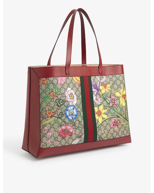 Gucci Canvas Ophidia Floral And GG Supreme Tote in Red - Save 43% - Lyst