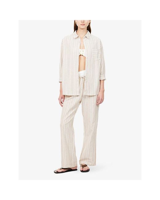 4th & Reckless White Louisa Striped Cotton-Blend Shirt