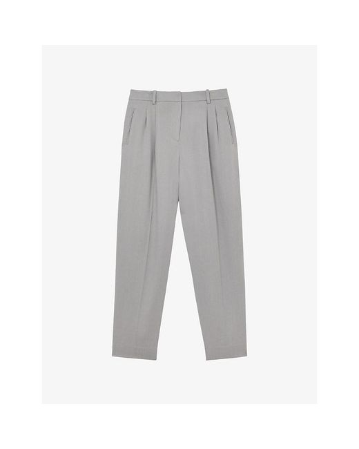 Reiss Gray Clay Tapered-Leg Lyocell Trousers