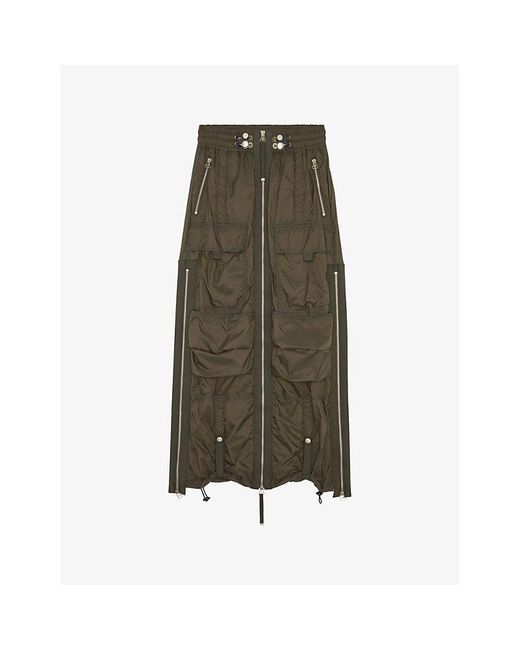 DIESEL Green O-crep Flap-pocket Shell Maxi Skirt