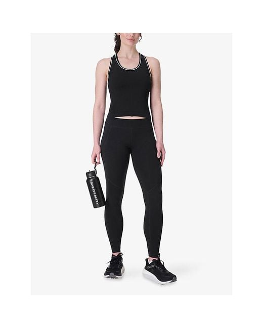 Sweaty Betty Black Athlete Crop Seamless Stretch-Woven Gym Vest Top