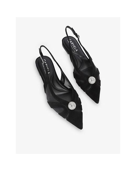 Carvela Kurt Geiger Black Lumera Suede Sling-Back Courts