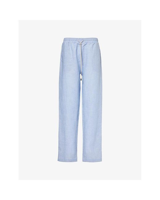 Zimmerli of Switzerland Blue High-rise Relaxed-fit Linen And Cotton-blend Pyjama Bottoms X for men