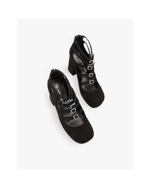 KG by Kurt Geiger Black Flawless Multi-Strap Faux-Leather Heeled Courts