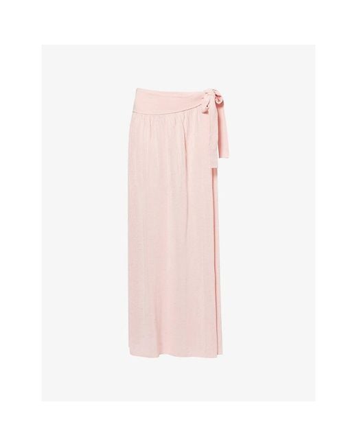 4th & Reckless Pink Lydia Wrap-Round Stretch-Knit Maxi Skirt