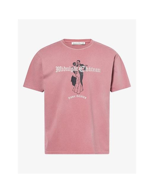 Duke & Dexter Pink Mc Dancers Graphic-Print Cotton T-Shirt for men
