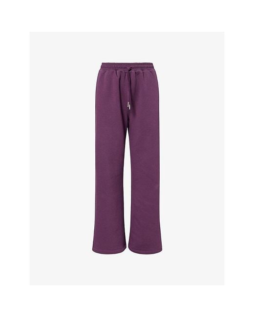 BO+TEE Purple Brand-Embroidery Wide-Leg Cotton-Blend Jogging Bottoms