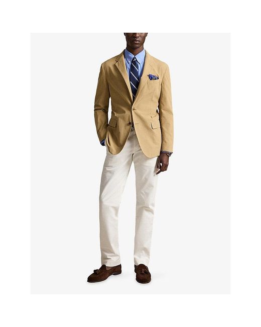 Polo Ralph Lauren Blue Brand-Embroidered Custom-Fit Cotton-Poplin Shirt for men