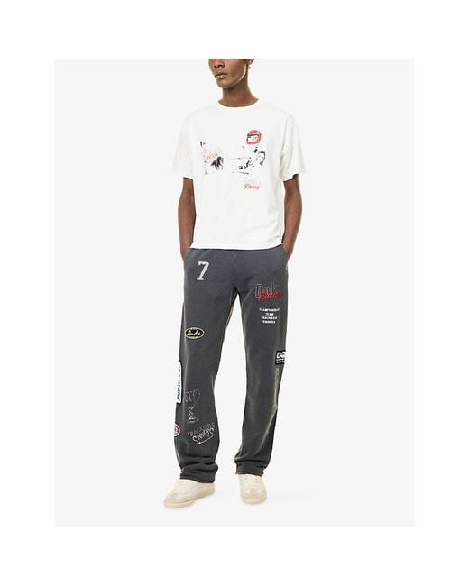Duke & Dexter White Mc Smoke Graphic-Print Cotton T-Shirt for men