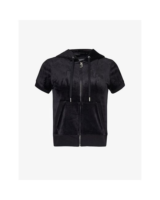 Juicy Couture Black Chadwick Short-sleeve Stretch-velour Hoody X