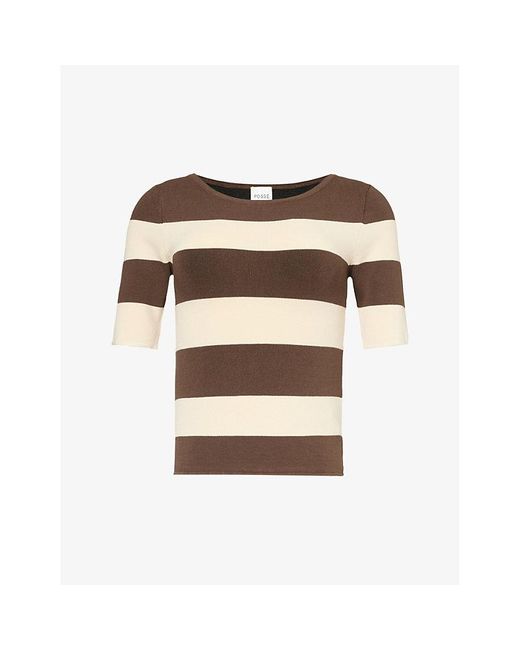 Posse Brown Theo Striped Knitted Top