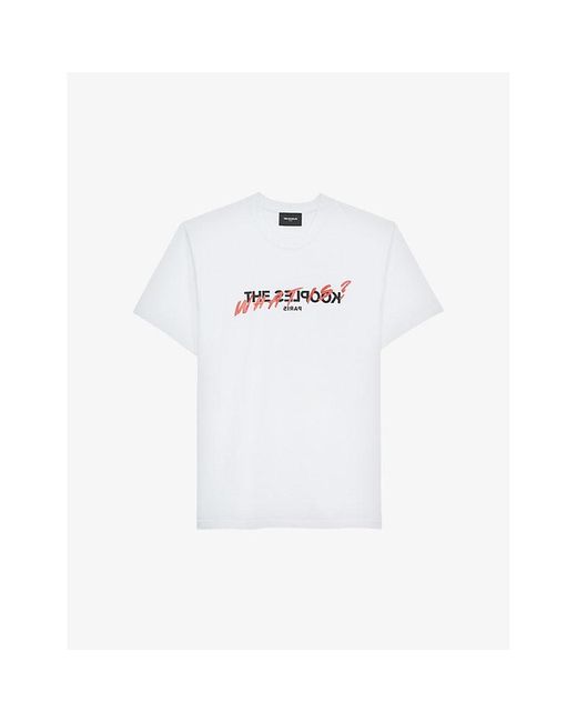 The Kooples White Graphic-Print Cotton-Jersey T-Shirt for men