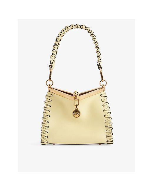 Etro Natural Vela Braided-strap Leather Top-handle Bag
