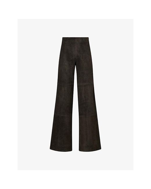 Arma Black Karina Wide-Leg Suede Trousers