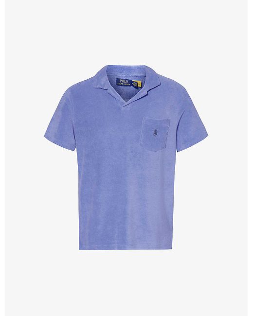 Polo Ralph Lauren Blue Brand-embroidered Terry-texture Cotton-blend Polo Shirt Xx for men