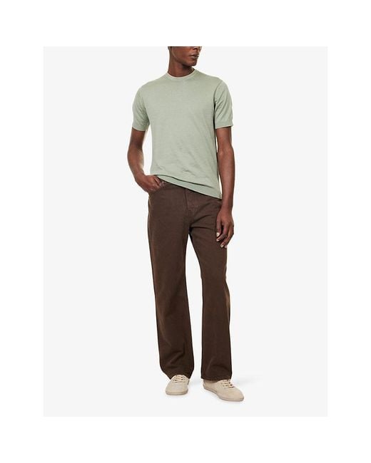 John Smedley Green Torin Short-Sleeve Cotton-Jersey T-Shirt for men