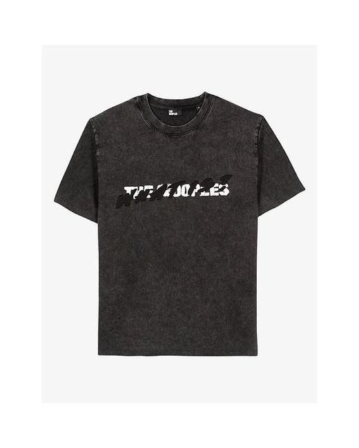 The Kooples Black Logo-Print Short-Sleeve Cotton T-Shirt for men